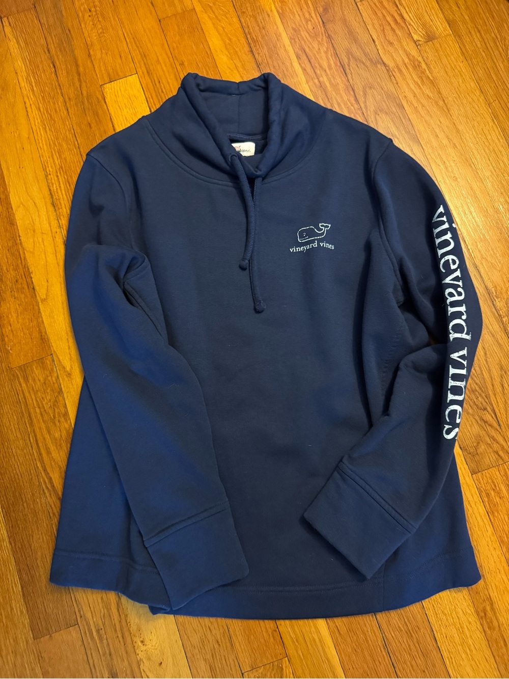Vineyard Vines Navy Pullover with Sleeve Logo